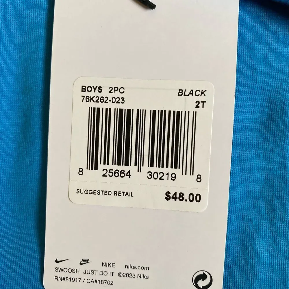 NWT Nike Toddler Long Sleeve Logo T-Shirt Tee Size 2T 1-2 Years Blue Vacation